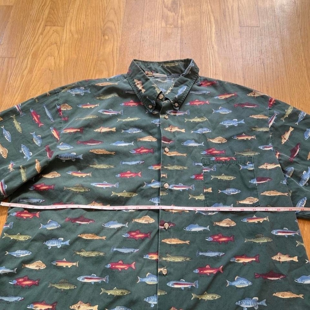 Green Fish Print Button‑Up Shirt - Picture 5 of 7